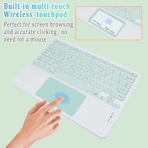 Ultra Slim Wireless Bluetooth Keyboard with Touchpad,10 Inch Ultra-Thin Rechargeable Portable Travel Keyboard for iOS Android Windows Smartphone Laptop Table,Student Kid Boy Girl Women Gift (Green) - color: green