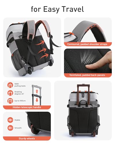 TOURIT 36/50 Cans Insulated Rolling Beach Cooler Backpack with Wheels | Leakproof Waterproof Rolling Backpack, Soft Beach Cooler for Outdoor Camping Picnic Travel - color: 02-Black, style: 50 Cans
