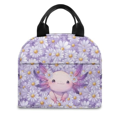 Purple Axolotl Girls Lunch Box Large Capacity Insulated Lunch Bag Thermal Picnic Cool Bags for School Picnic Travel Hiking Camping - color: Purple Axolotl