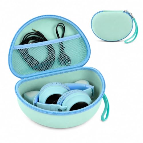 PAIYULE Kids Headphones Case for iClever for Riwbox CT-7S/CT-7, for Candy Headphone with Ear, Hard Shell Protective Case with Accessory Pocket for Travel, School (Box Only) - color: Green