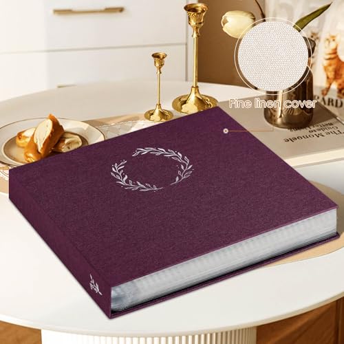 Lanpn 2 Packs Photo Album Scrapbook 12x12, Linen Cover Wreath Design Top Load 3 Ring Folder Binder Photobook Photo Book 12 x 12 inch with 30 Plastic Sleeves 60 Pages Purple - color: Purple, size: 12x12"/2PK