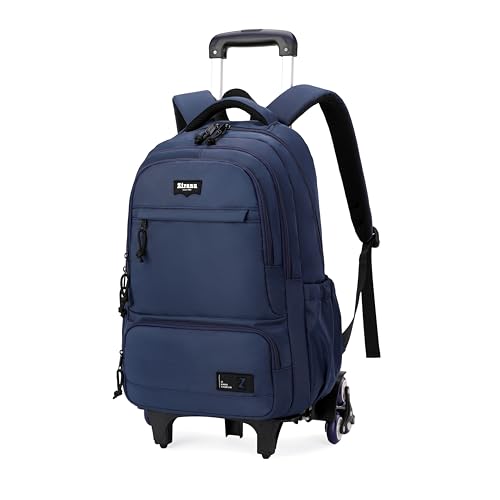 Rolling Backpack for Boys with Wheels Roller Backpack Wheeled School Bag for Teen Boys Blue - color: G 6 Wheels-blue, style: 6 Wheels
