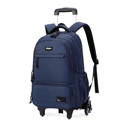 Rolling Backpack for Boys with Wheels Roller Backpack Wheeled School Bag for Teen Boys Blue - color: G 6 Wheels-blue, style: 6 Wheels