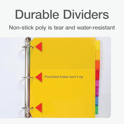 Oxford Heavy-Duty 8-Tab Plastic Binder Dividers with Insertable Tabs & Pockets for Three Ring Binders - Essential Back to School Supplies and Organization Solution, 1 Set