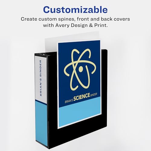 Avery Heavy-Duty View 3 Ring Binder, 3" One Touch Slant Rings, Holds 8.5" x 11" Paper, 1 Light Blue Binder (05601) (Pack of 4) - size: 3" (Pack of 4)