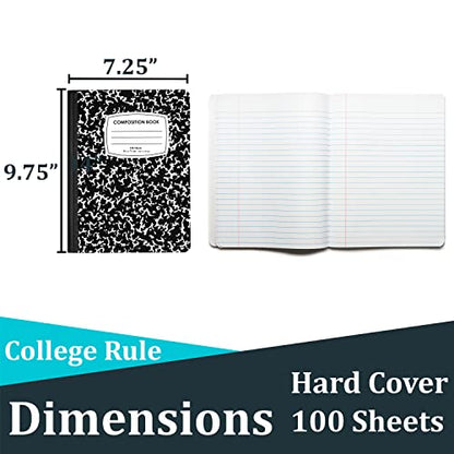 Composition Notebook College Ruled Composition Notebooks Bulk Marble College Ruled Notebook Hard Cover 100 sheets, 200 Pages 9.75” x 7.25”