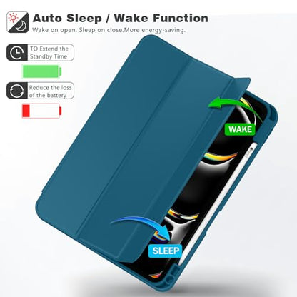 ZryXal iPad Pro 11 Inch Case (M5) 2025/ (M4) 2024 (Model: A2836/A2837/A3006), Trifold Stand Smart Cover with Pencil Holder and Soft TPU Back, Auto Wake/Sleep (New Teal) - color: New Teal