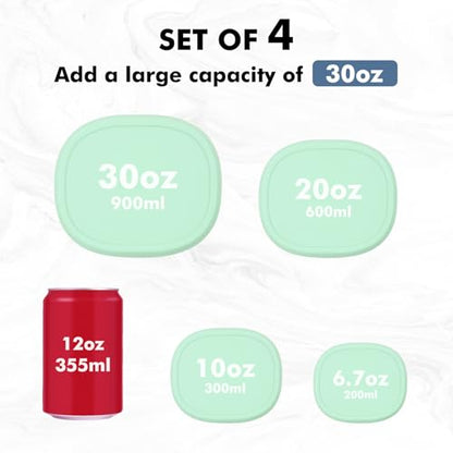 Anatole Silicone Food Storage Container Bento Box 4 Pcs (30oz 20oz 10oz 6.7oz) - color: 4 Pack - Mint Green