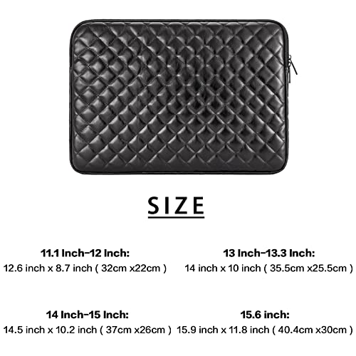 TRIUMPH VISION Puffy Laptop Sleeve Pouch Case Protective Bag Lined Padded | Puffy Laptop Case 11 12 in Quilted Leather Protection Shockproof Cushion Padding Fashion with Pocket Safe Black - color: Black Quilted, size: 11-12 Inch