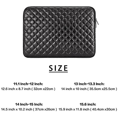 TRIUMPH VISION Puffy Laptop Sleeve Pouch Case Protective Bag Lined Padded | Puffy Laptop Case 11 12 in Quilted Leather Protection Shockproof Cushion Padding Fashion with Pocket Safe Black - color: Black Quilted, size: 11-12 Inch