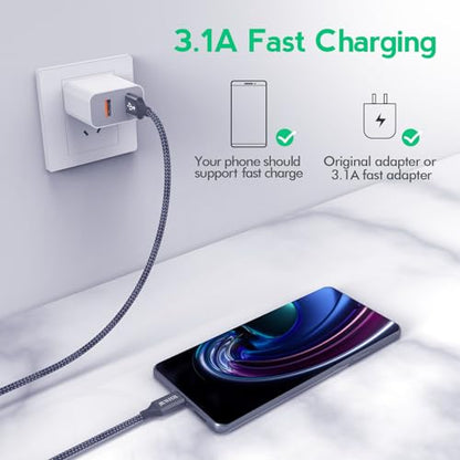 JIUWFOX USB to USB C Cable (6ft, 5Pack) for iPhone 17/17 Pro/17 Pro Max/16 Pro/16 Pro Max Fast Charging, USB C Charger Cord for Galaxy S25 S24, Pixel 10 9 and More - size: 6+6+6+6+6 ft