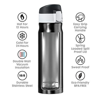 OGGI Caliber Stainless Steel Travel Water Bottle- Insulated Coffee Mug, Metal Water Bottle, Sports Bottle, Water Flask, Travel Bottles, 17oz, Champagne - color: Champagne