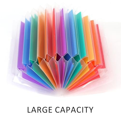 Expanding File Folder, Stand Receipt File Organizer, 13 Pockets Portable Folders for Coupons, Tickets, Bills and Business Cards, White