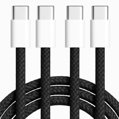 【2-Pack 3.3FT】 USB C to USB C Fast Charging Cable, Braided Type-C to Type-C Power Cord for iPhone 17/16/15 Pro Max, MacBook Air, iPad Pro/Air, Samsung Galaxy, Pixel - 60W PD Charger Wire, Black - style: Type C 3.3FT (Black)