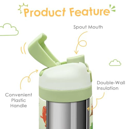 Dinosaur Kids Insulated Stainless Steel Water Bottle 16 Oz, Travel Tumbler for School, Sports for Boys, Girls, Birthday, Back To School - color: Dinosaur
