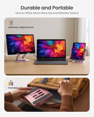 LOXP Metal Tablet Stand, 360 Rotating iPad Stand with Heavy-Duty Base, Tablet Holder Compatible with 4.7-16.9" Device, iPad Pro Air Mini, Kindle, Surface Tablet, Portable Monitors - Pink - color: Pink