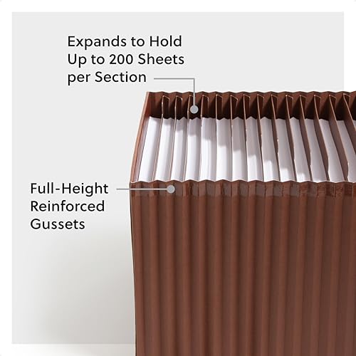 Smead Tuff Accordion File Organizer, Office Supplies, Alphabetic (A-Z) Desk Organizer, Letter Size, Premium Vegan Leather, Office Desk Accessories (73786) - size: Letter, style: A-Z Index, Poly, Letter Size