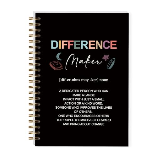 LRVSYUIN Teacher Spiral Notebooks for Women Men, Difference Maker Teacher Journal for Appreciation Inspiration, Thank You Gift for Teacher Coworker Boss (B08) - style: Difference Maker