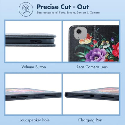 Dteck for iPad Air 13-inch Case 2024,iPad Case 12.9" Pro 6th/5th/4th/3rd Gen 2022/2021/2020/2018,Premium PU Leather Folio Stand Cover with Pencil Holder Auto Wake/Sleep Protective Cases,Peony Flower - color: 01 Peony Flower