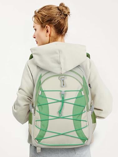 BLUEFAIRY Middle High School Backpack for Boys Girls Large Bookbag with Laptop Compartment Back to School Book Bags for Teens Teenagers Mochilas Escolares para Niños Niñas (Cloud White/Green, Solid) - color: Cloud White/Green