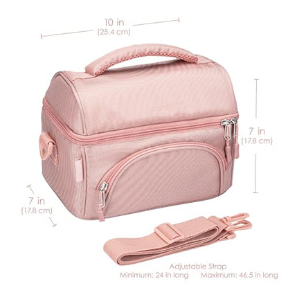 Bentgo Deluxe Lunch Bag - Durable and Insulated Lunch Tote with Zippered Outer Pocket, Internal Mesh Pocket, Padded & Adjustable Straps, & 2-Way Zippers - Fits Most Lunch Boxes (Blush) - color: Blush
