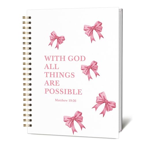 KIDEAR Christian Journal for Women, Prayer Notebook for Bible Study Notes,Cute Pink Bow Faith Journal,Coquette Preppy Christian Gifts for Teen Girls,Church Note Bible Study Supplies - A01 - color: color_01