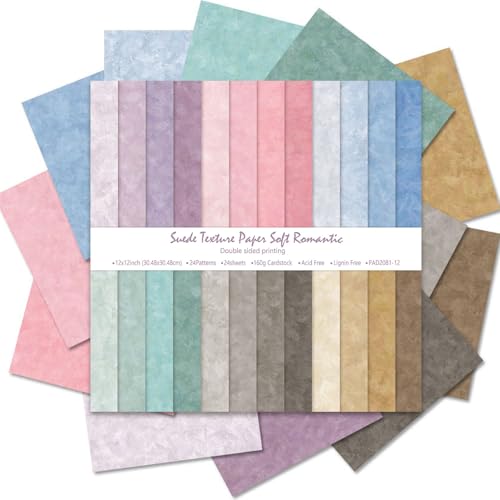 Scrapbook Paper 12x12 160gsm Double-Sided Patterned Decorative Papers for Scrapbooking, Junk Journaling, and Card Making, Ideal Scrapbook Supplies and Paper Craft Supplies 24 Sheets (Soft Romantic) - color: Soft Romantic