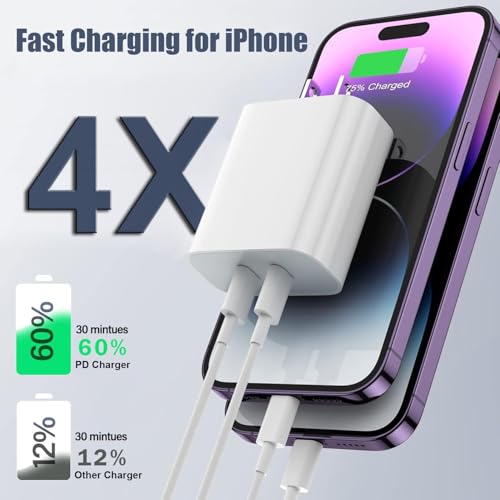 Fast Charger for iPhone 16,2Pack PD USB C iPhone Charger Dual USB C Port Charger Block with 10 Foot Long USBC to C Charger Cable Cord. Compatible with iPhone 16/16 Pro/15 Pro Max,iPad Pro/Air/Mini - size: 10FT