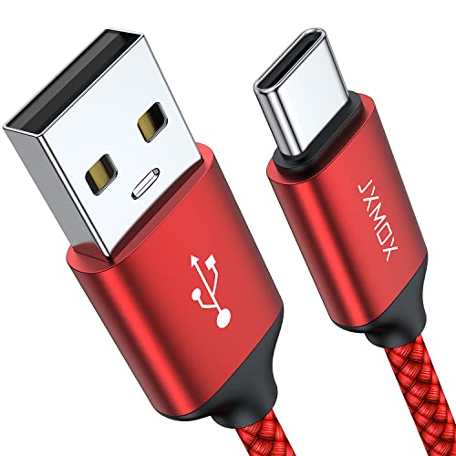 JXMOX USB Type C Cable (6.6ft 2-Pack), USB-A to USB C 3A Fast Charging Cord Compatible with iPhone 15 16 Pro Max, Samsung Galaxy S22 S21 S20 Ultra S10 S9 S8, Note 10 9 8 A80 A70, USB C Charger (Red) - color: Red, size: 6.6ft