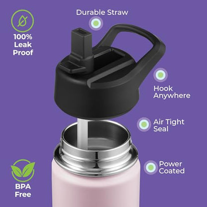SIPX™ 12 oz Insulated Water Bottle with Straw Lid – Leakproof Stainless Steel, BPA-Free, Easy to Carry – Perfect for School, Camp, Sports & Travel – Pink - color: Pink