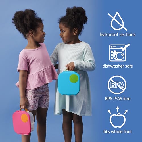 b.box Mini Lunch Box Kids | 4.25 Cup Leak Proof Bento Box for Kids Ages 3+ | 3 Compartment Snack Containers, School Lunch Container, Dishwasher Safe, BPA-Free, PFAS-Free - Strawberry Shake - color: Strawberry Shake, size: 1-pack