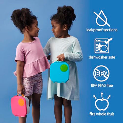 b.box Mini Lunch Box Kids | 4.25 Cup Leak Proof Bento Box for Kids Ages 3+ | 3 Compartment Snack Containers, School Lunch Container, Dishwasher Safe, BPA-Free, PFAS-Free - Strawberry Shake - color: Strawberry Shake, size: 1-pack
