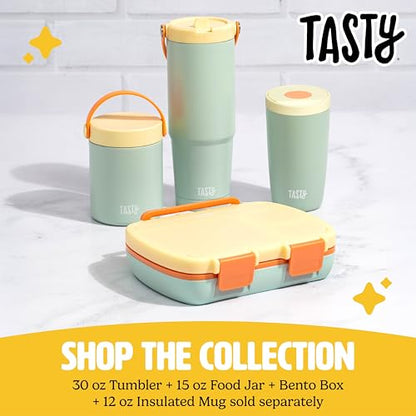 Tasty Bento Style Lunch Box, 4 Compartments with Built-In Phone Stand, BPA-Free Plastic, Portable Food Storage Container, Aqua - color: Aqua