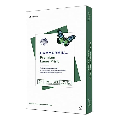 Hammermill Printer Paper, Premium Laser Print 24 lb, 11 x 17 - 98 Bright, Made in the USA -1 Ream (500 Sheets) - size: 1 Ream | 500 Sheets, style: Ledger (11x17)