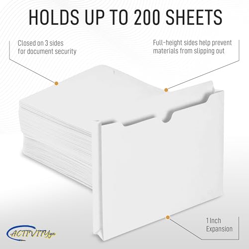 White File Jackets, 1 Inch Expansion, Letter Size, Reinforced Straight-Cut Tab, 6 Pack - color: White, style: 1 Inch Expansion