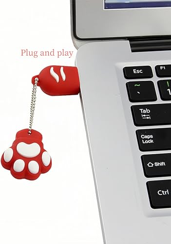 64GB USB 2.0 Flash Drive Cartoon Novelty Lovely Cat Paw Memory Stick Silicone Rubber Ainmal Pendrive Red - color: Catpaw-red, size: 64GB 2.0