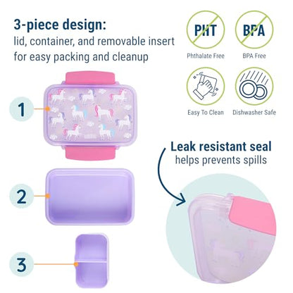 Wildkin Reusable Food Container for Kids – Airtight, Leak Resistant, Dishwasher Safe - Unicorn