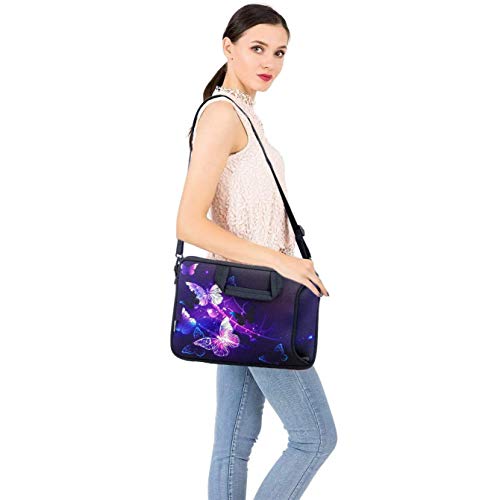 RICHEN 14 15 15.4 15.6 inch Laptop Shoulder Bag Notebook Handle Sleeve Neoprene Soft Carrying Travel Case with Accessories Pocket (14-15.6 inch, Butterflies) - color: Butterflies, size: 14-15.6 inch