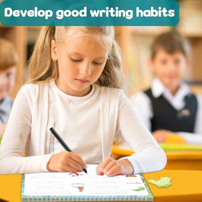 chiazllta 2 Pack Cursive Grooved Handwriting Workbooks Magic Grooved Cursive Reusable Writing Practice Copy Books with Disappearing Ink Pens for Beginners Learning Activities Supplies (Words&Sentence) - style: Words&Sentence