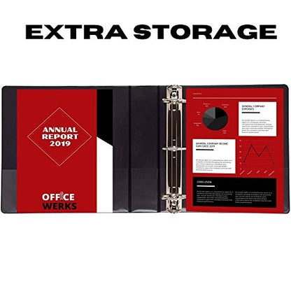 3 Ring Binder, Professional D Ring Binder 5 Inch, Presentation Folder for Standard Pages 8.5 x 11 with Pockets, Durable and Strong Black Binder (4 Pack) - color: Black, size: 5 Inch (4 Pack)