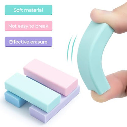 M&G 4 Pcs Cute Erasers for Kids Sliding Retractable Pencil Erasers, Push Pull Design Cute Erasers Stationery Supplies for Kids Back to School Supplies for Office - color: Purple + Pink + Blue + Green