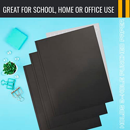 Better Office Products Black Paper 2 Pocket Folders with Prongs, 50 Pack, Matte Texture, Letter Size Paper Folders, 50 Pack, with 3 Metal Prong Fastener Clips, Black - color: Black