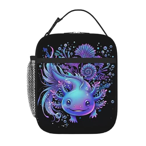 Axolotl Insulated Lunch Box for Kids, Small Cooler Lunch Bag lunchbox for School, Toddler Lunch Box for Girls boys, Waterproof Durable Portable Lunch Tote Bag Food Container for Travel Picnic Work - color: Axolotl