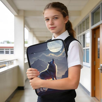Wolf Moon Heavy-Duty with 3-Ring Binder Board Binder Bag, 7-Pocket Binder Portfolio Case with Inner Stationery Pockets for Home Office