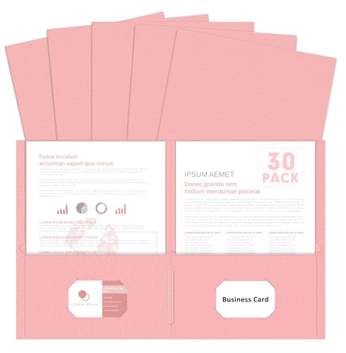 Two Pocket Folders, PANDRI 30 Pack 2 Pocket Folders, Letter Size Paper File Folder for School Office Home Business, Pink - color: Pink