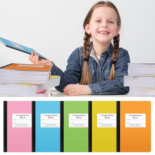 Composition Notebooks Bulk Wide Ruled Lined, 8.5 x 5.5 Inch, 30 Sheets/60 Pages, Back to School Supplies, First Day of School Notebooks for Teacher Student Office Supplies(50 Pack)