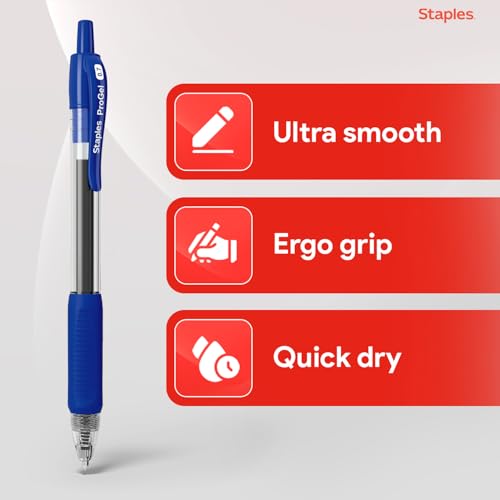 Staples ProGel Retractable Gel Pen, Fine Point, 0.7mm, Blue Ink, 36/Pack (ST62108) - color: Blue, size: 36 Pack, style: Fine Point