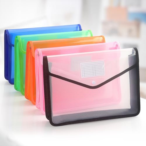 Tamaki Plastic Expanding File Folder, Fit Letter/A4 Size, Black, 1 Pack | Transparent envelopes with Snap Closure, No Dividers, Large Capacity - color: Black