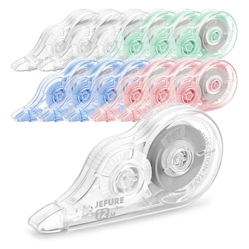 12 Pcs Colorful Core Correction Tape, 39.37 Ft White Wrong Out Tear-Resistant Bulk, Instant Corrections Easy to Use Applicator for School, Office, Note Taking, Journal (Tape Width 0.2 in) - size: 1 Count (Pack of 12)
