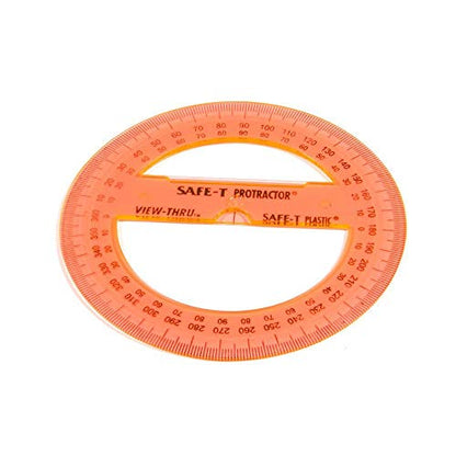 hand2mind Clear 4” Safe-T 360 Degree Protractor Set, Circle Protractor for School, Clear Plastic Protractor Ruler, Geometry Tools, Protractors Bulk for Classroom, Math Teacher Supplies (Set of 24) - style: 360 Degree (24 Pack)